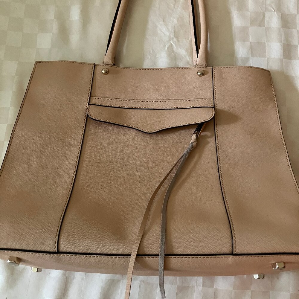Rebecca Minkoff 2 handles Bag Beige Magnet closer Zipped inner pockt 14x11,5x4,5
